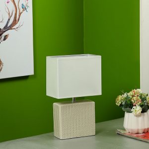 Leaf Textured White Square Table Lamp