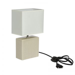 Leaf Textured White Square Table Lamp