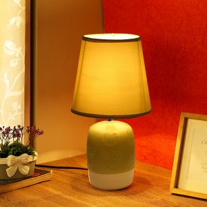 Embossed Green White Ceramic Table Lamp