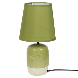 Embossed Green White Ceramic Table Lamp