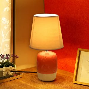 Embossed Pink White Ceramic Table Lamp