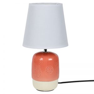 Embossed Pink White Ceramic Table Lamp