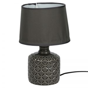 Beautifully Carved Deep Grey Textured Ceramic Table Lamp