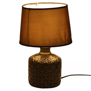 Beautifully Carved Deep Grey Textured Ceramic Table Lamp