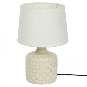 Beautifully Carved White Textured Ceramic Table Lamp