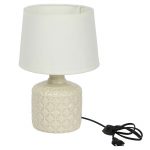 Beautifully Carved White Textured Ceramic Table Lamp