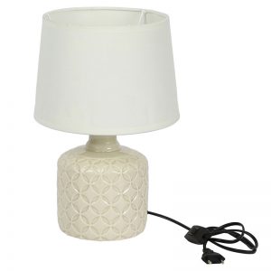 Beautifully Carved White Textured Ceramic Table Lamp