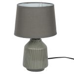 Linear Striped Glazed Ceramic Grey Table Lamp