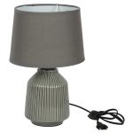 Linear Striped Glazed Ceramic Grey Table Lamp