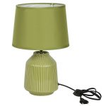 Linear Striped Glazed Ceramic Green Table Lamp