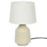 Linear Striped Glazed Ceramic White Table Lamp