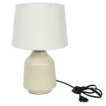 Linear Striped Glazed Ceramic White Table Lamp