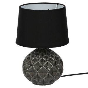 Deep Surface Round Ceramic Black Table Lamp