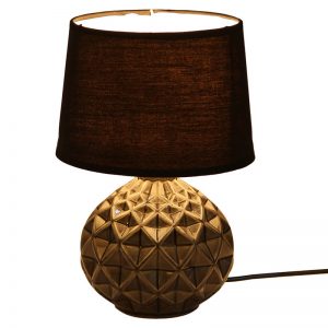 Deep Surface Round Ceramic Black Table Lamp