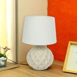 Deep Surface Round Ceramic White Table Lamp