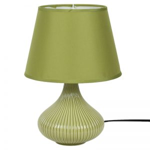 Curvy Linear Striped Green Ceramic Table Lamp