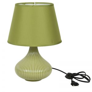 Curvy Linear Striped Green Ceramic Table Lamp