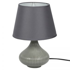Curvy Linear Striped Grey Ceramic Table Lamp