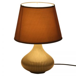 Curvy Linear Striped Grey Ceramic Table Lamp