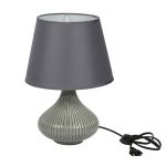 Curvy Linear Striped Grey Ceramic Table Lamp