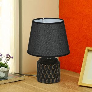 Uniquely Crafted Black Ceramic Table Lamp