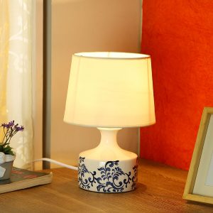 Royal Blue Painted White Ceramic Table Lamp