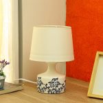 Royal Blue Painted White Ceramic Table Lamp