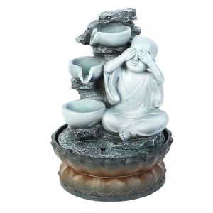 Handcrafted Serene Buddha Flowing Water Indoor Fountain with Light