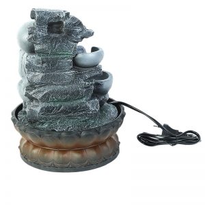 Handcrafted Serene Buddha Flowing Water Indoor Fountain with Light