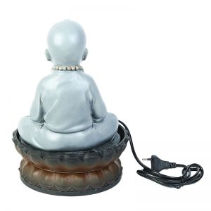 Hand Sculpted Meditating Buddha Indoor Water Fountain with Light