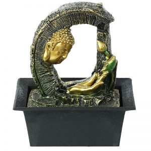 Arch Style Hand Sculpted Buddha Indoor Water Fountain with Light