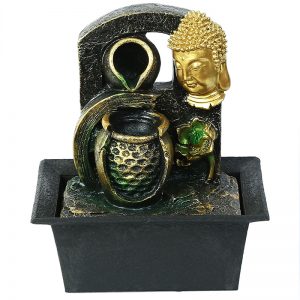 Handcrafted Golden Buddha Indoor Water Fountain with Light