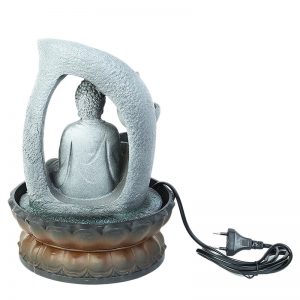 Handcrafted Aesthetic Lotus Buddha Flowing Water Indoor Fountain with Light
