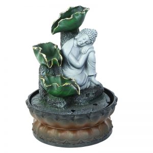 Hand Sculpted Buddha Indoor Water Fountain with Light