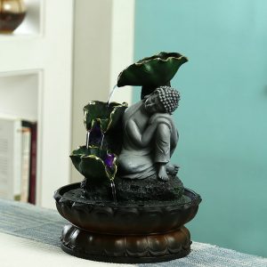 Hand Sculpted Buddha Indoor Water Fountain with Light