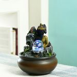 Hand Sculpted Golden Buddha Indoor Water Fountain with Light