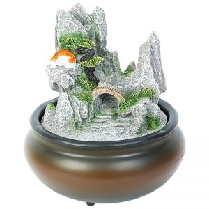 Hand Sculpted Scenic Mountain Indoor Water Fountain with Light