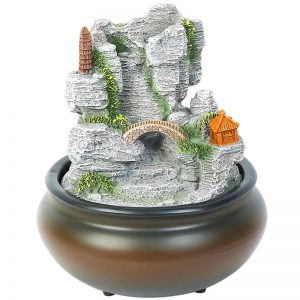 Beautiful Hand Sculpted Scenic Indoor Water Fountain with Light