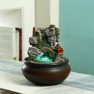 Beautiful Hand Sculpted Scenic Indoor Water Fountain with Light