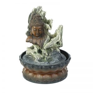 Hand Sculpted Buddha Design Indoor Water Fountain with Light