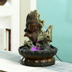Hand Sculpted Buddha Design Indoor Water Fountain with Light