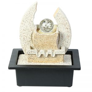 Hand Sculpted Stone Pattern Indoor Water Fountain with Light