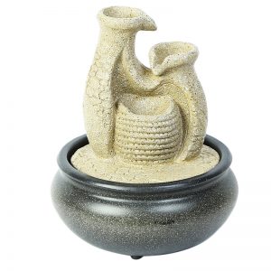 Hand Sculpted Pottery Design Indoor Water Fountain with Light