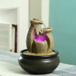 Hand Sculpted Pottery Design Indoor Water Fountain with Light