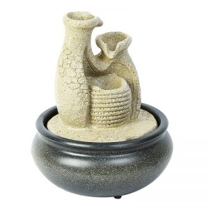 Hand Sculpted Pottery Design Indoor Water Fountain with Light