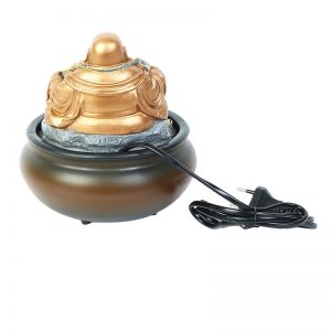 Hand Sculpted Laughing Buddha Indoor Water Fountain with Light