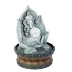 Lotus Ganesh Hand Sculpted Indoor Water Fountain with Light