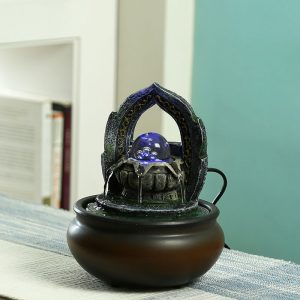 Round Crystal Ball Hand Sculpted Indoor Water Fountain with Light