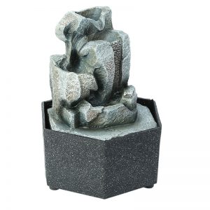 Hand Sculpted Stone Finish Indoor Water Fountain with Light