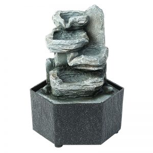 Rugged Stone Finish Indoor Water Fountain with Light